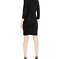 INC International Concepts Women's Elbow Sleeve Criss Cross Front Dress Sheath Black Size XX-Large