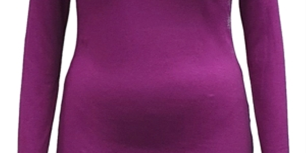 Style & Co Women's Long Sleeve Jewel Neck T-Shirt Purple Size Medium