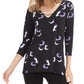 Alfani Women's 3/4 Sleeve Top Black Size Large