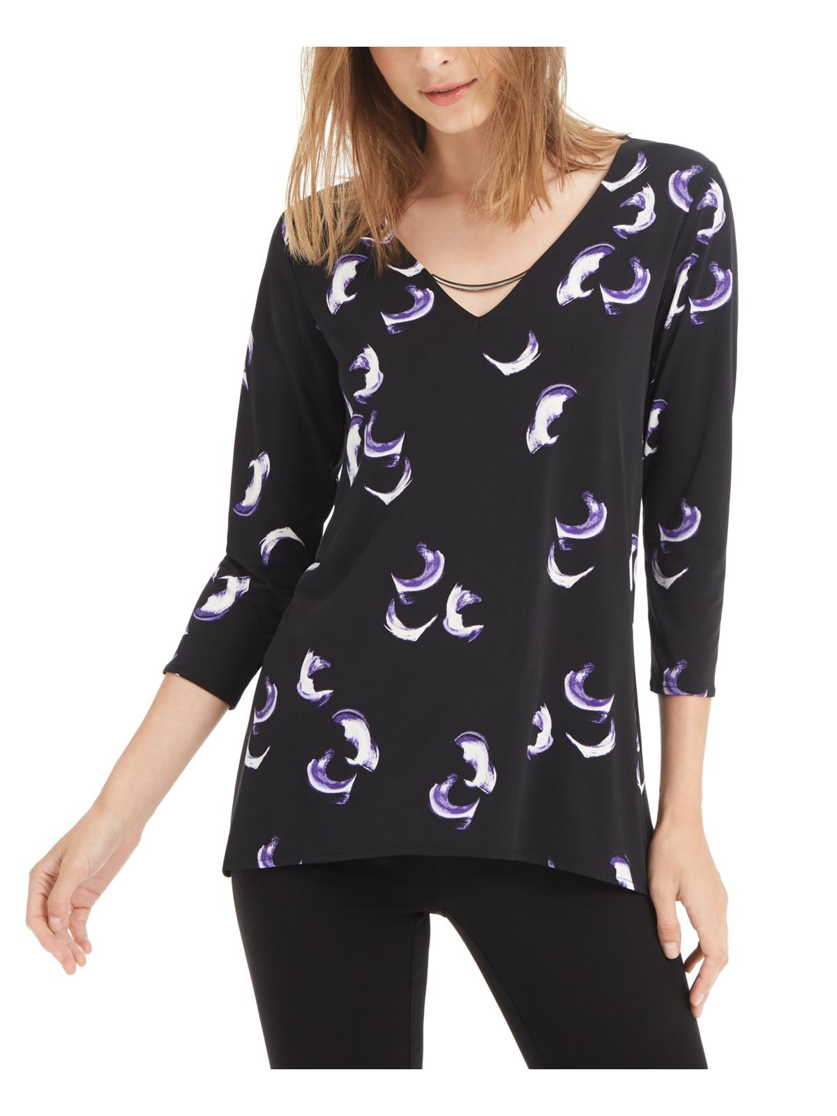 Alfani Women's 3/4 Sleeve Top Black Size Large