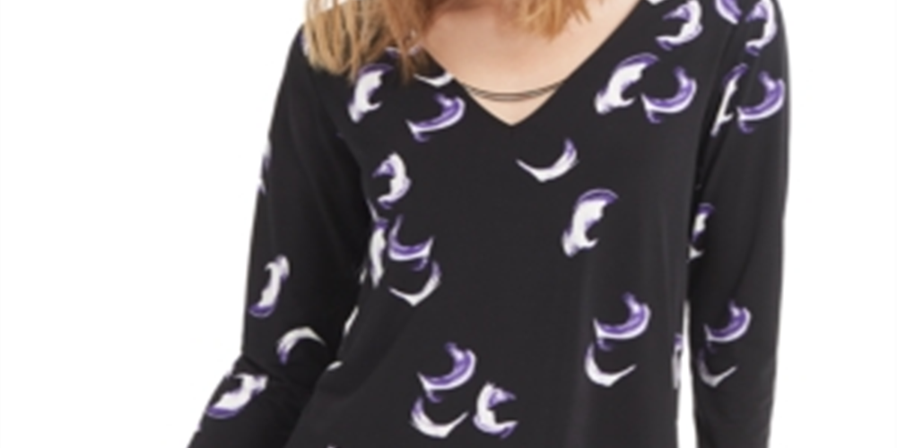Alfani Women's 3/4 Sleeve Top Black Size Large