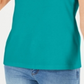 Karen Scott Women's Lattice Neck Tank Top Blue Size Medium