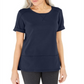 Karen Scott Women's Cotton Topstitched Top Blue Size Medium
