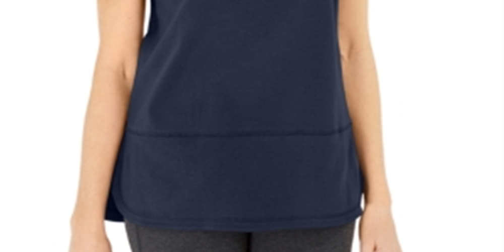 Karen Scott Women's Cotton Topstitched Top Blue Size Medium