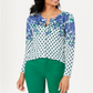 Charter Club Women's Floral Print Sparkle Cardigan Combo White / Green Size Medium