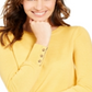 Charter Club Women's Button Cuff Merino Wool Sweater Yellow Size Petite Small