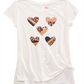 Epic Threads Big Girl's Side Tie Graphic Print T-Shirt White Size Medium