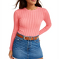 Hooked Up By IOT Junior's Pointelle Sweater Pink Size Small