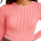 Hooked Up By IOT Junior's Pointelle Sweater Pink Size Small