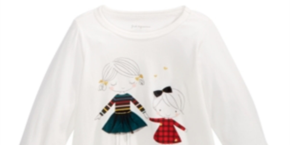 First Impressions Baby Girl's Sisters Print Cotton T-Shirt White Size 6-9MOS