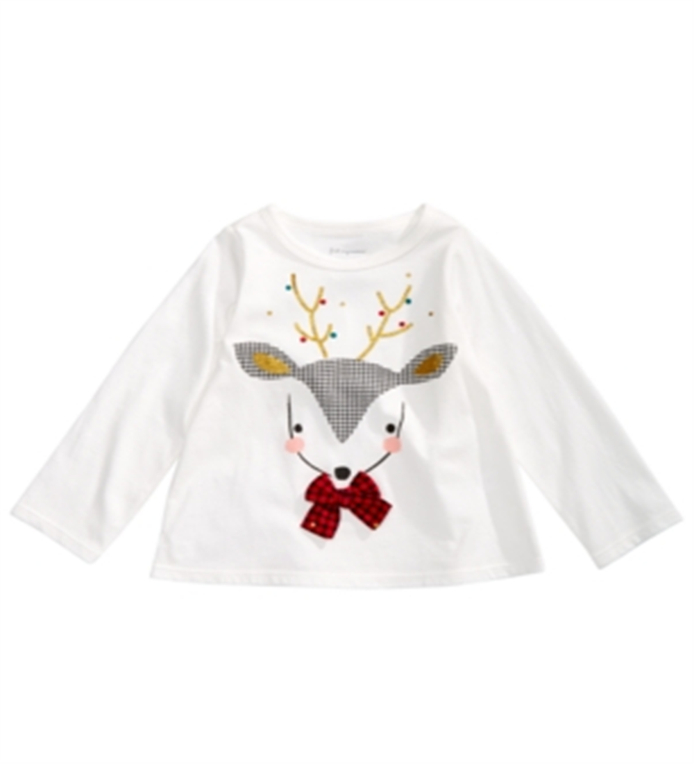 First Impressions Toddler Girl's Reindeer Bow T-Shirt White Size 4T