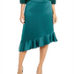 Alfani Women's Asymmetrical Ruffle Hem Skirt Green Size 6