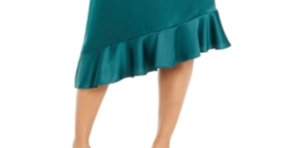 Alfani Women's Asymmetrical Ruffle Hem Skirt Green Size 6