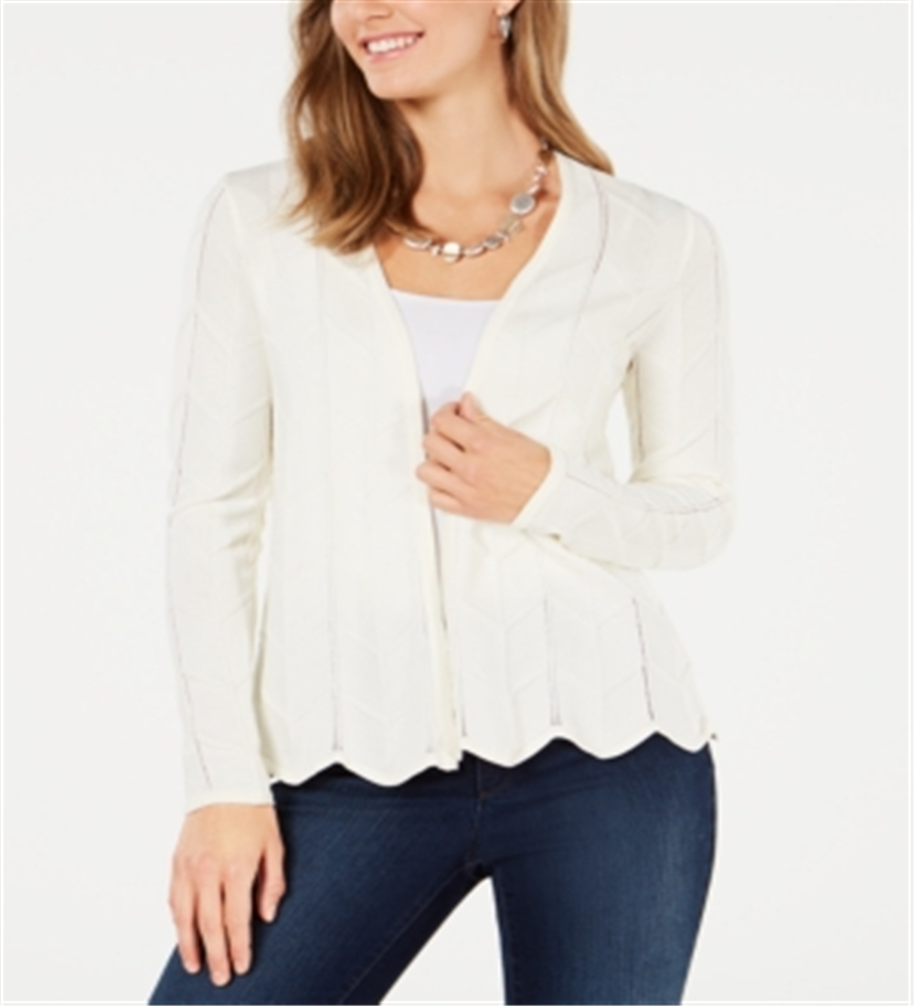 Charter Club Women's Open Front Cardigan White Size Medium