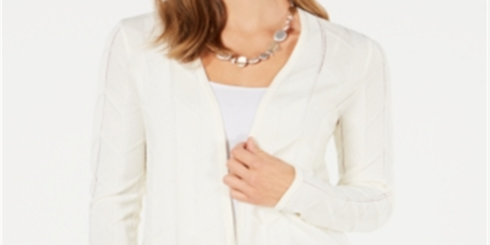 Charter Club Women's Open Front Cardigan White Size Medium