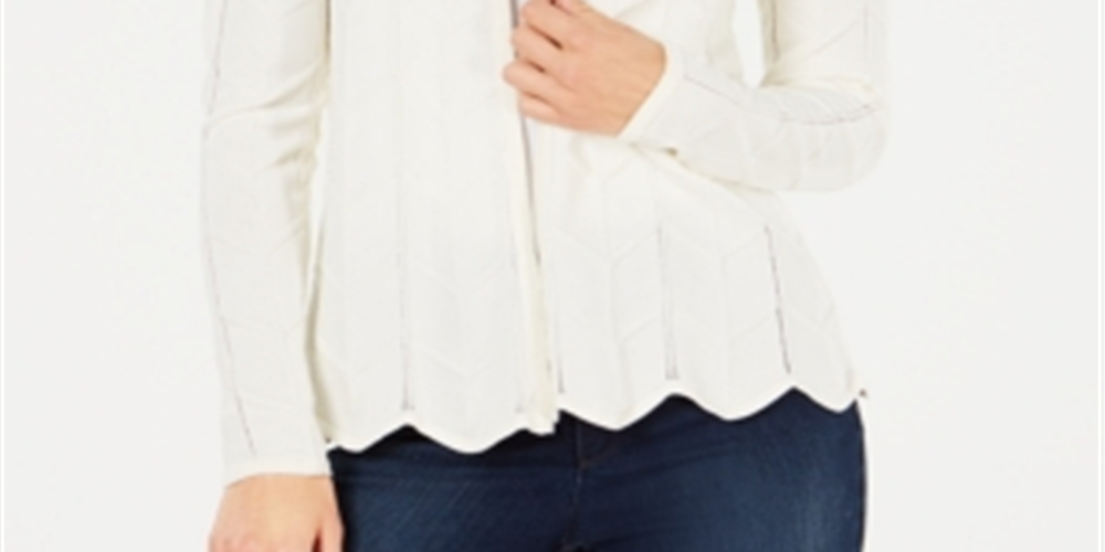 Charter Club Women's Open Front Cardigan White Size Medium
