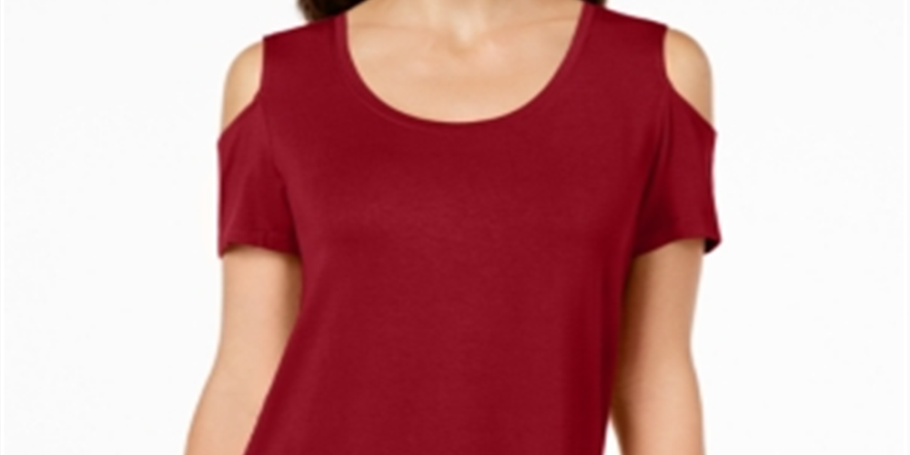 JM Collection Women's Cold Shoulder Swing T-Shirt Red Size X-Large
