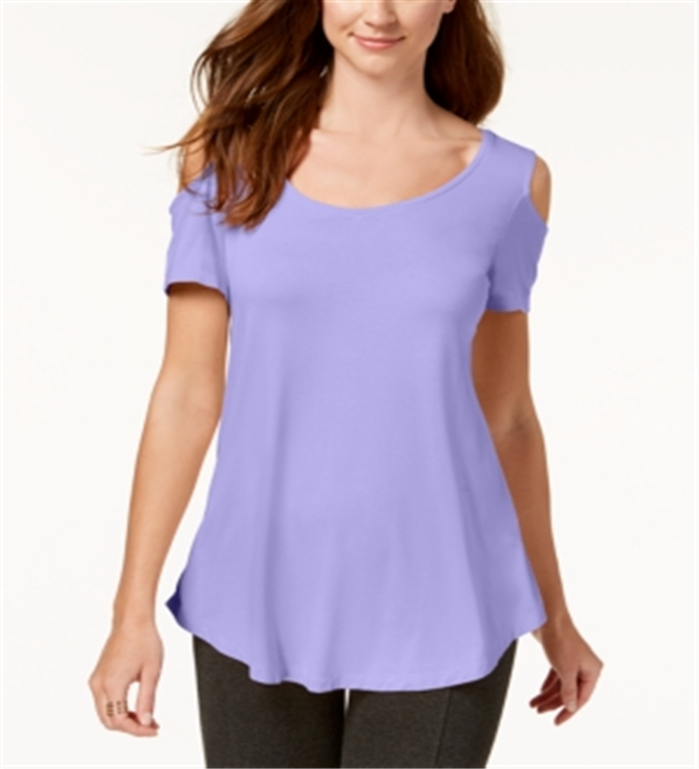 JM Collection Women's Cold Shoulder Swing T-Shirt Purple Size X-Small