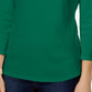 Charter Club Women's Pima Cotton Boat Neck Button Shoulder Top Green Size X-Small