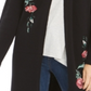Style & Co Women's Embroidered Sweater Jacket Black Size Small