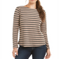 Charter Club Women's Printed 3/4 Sleeve Top Camel Brown Size Petite L
