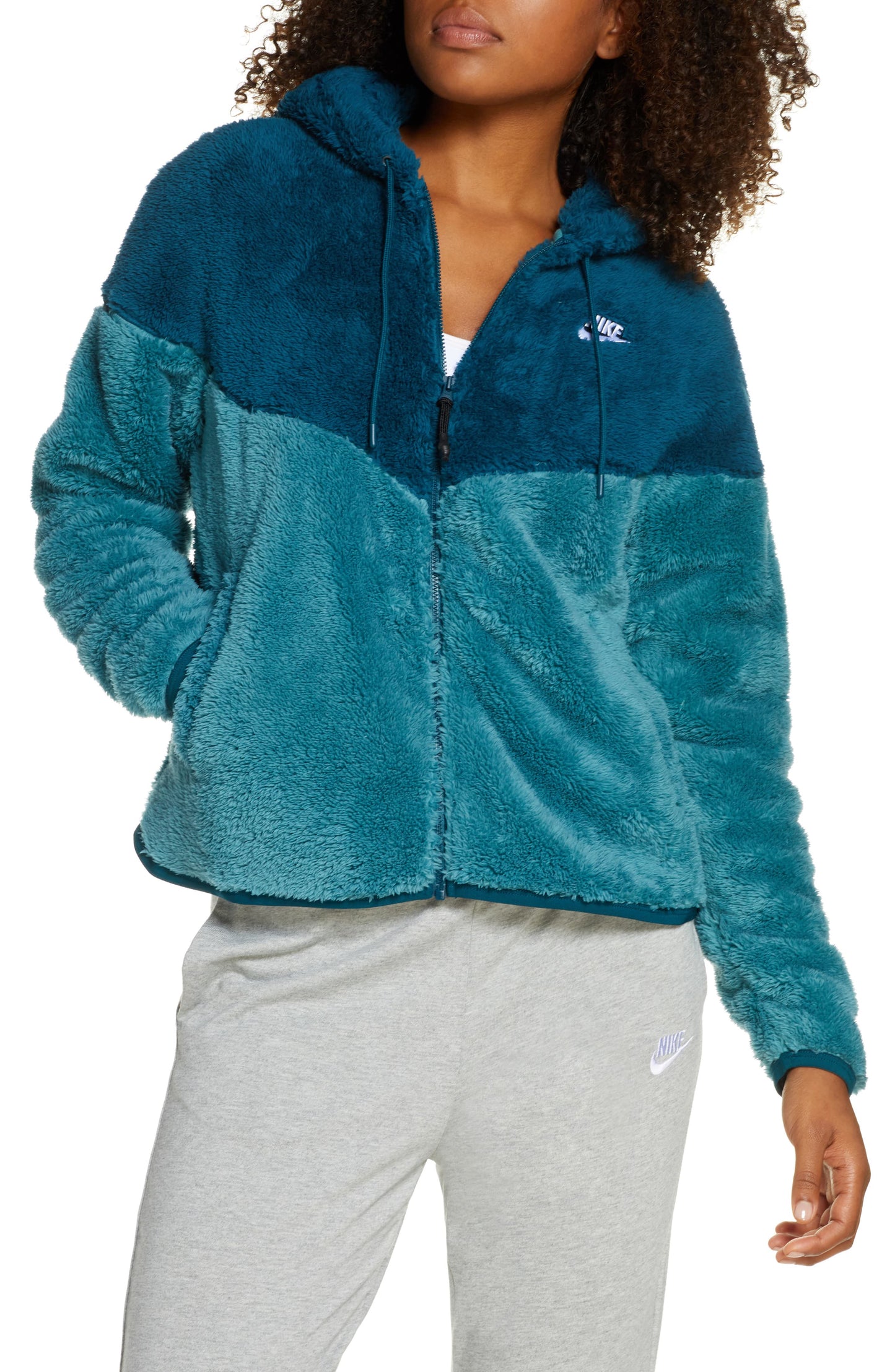 Nike Women's Teal Solid Zip up Jacket Green Size Large