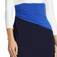 Ralph Lauren Women's Color Block Short Sleeve Jewel Neck Above the Knee Body Con Dress Blue Size 18