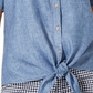 Charter Club Women's Button Front Tie Hem Top Blue Size Medium