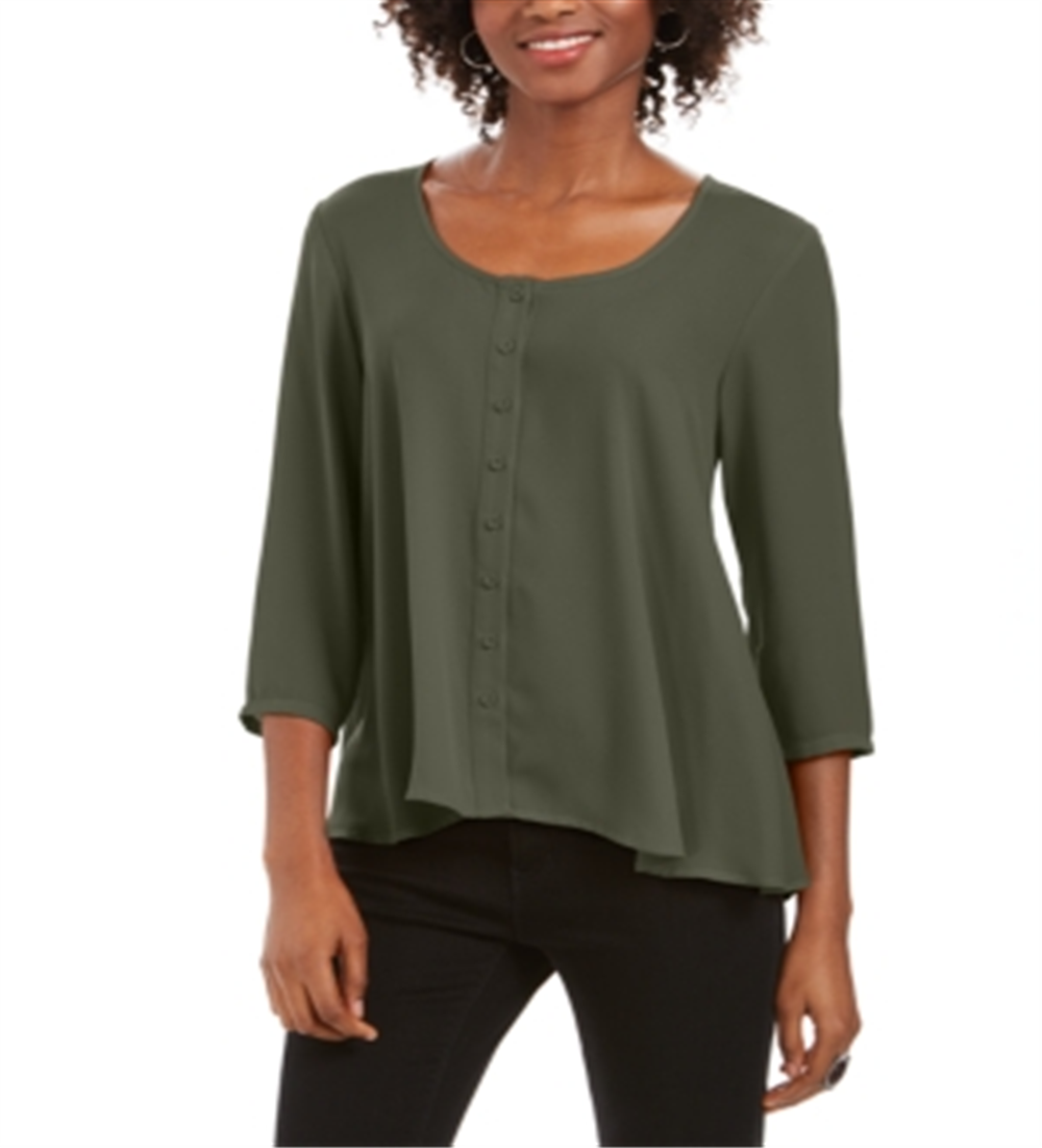 Style & Co Women's Swing Blouse Green Size X-Small