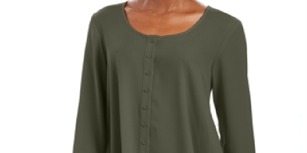 Style & Co Women's Swing Blouse Green Size X-Small