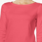 Charter Club Women's Pima Cotton Boat Neck Button Shoulder Top Coral Size Small