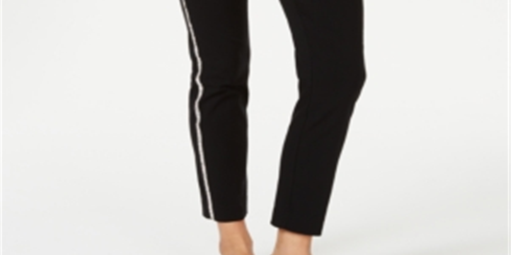 JM Collection Women's Side Striped Tummy Control Pants Black Size Petite Small