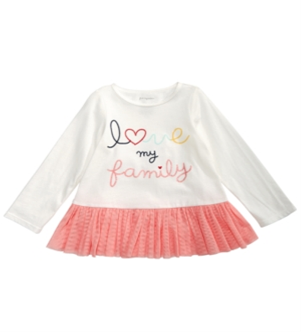 First Impressions Baby Girl's Family Print Cotton Peplum T-Shirt White Size 3-6MOS