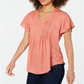 Style & Co Women's Textured Flutter Sleeve Top Blush Size Petite