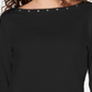 Karen Scott Women's Studded Boat Neck Cotton Top Black Size Petite L