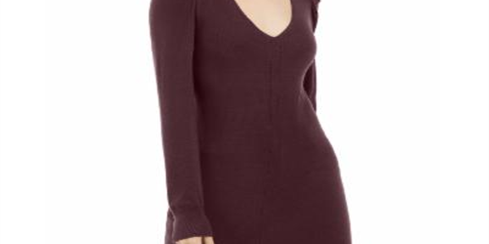 INC International Concepts Women's V Neck Tunic Sweater Burgundy Size Petite XL