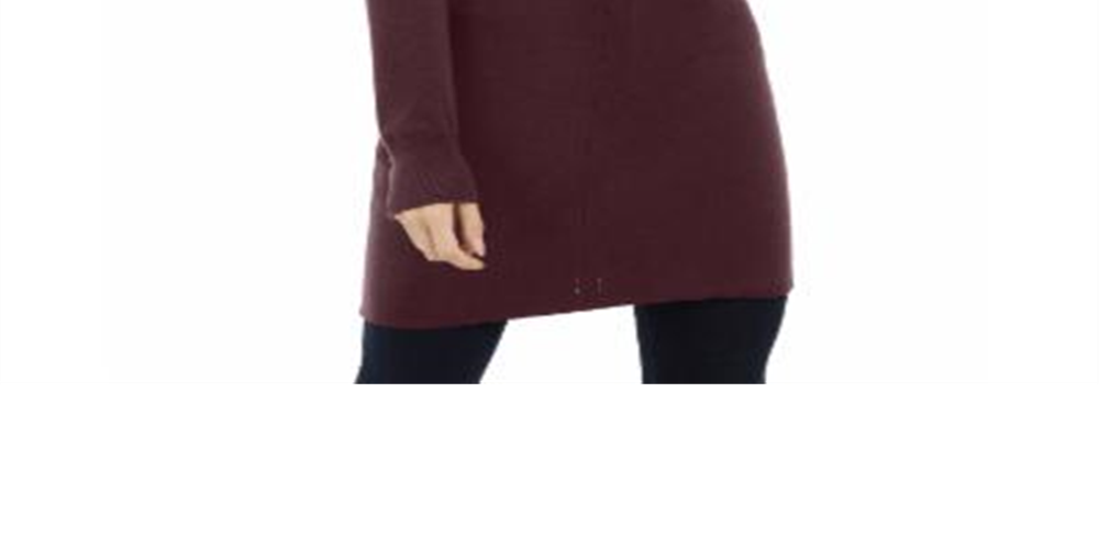 INC International Concepts Women's V Neck Tunic Sweater Burgundy Size Petite XL