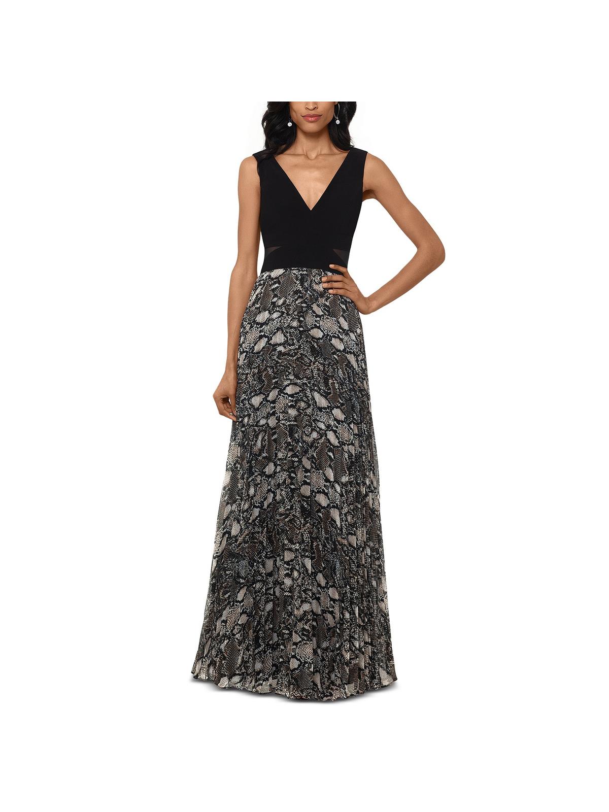 xscape-womens-snake-embossed-chiffon-gown-black-size-2