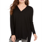 Style & Co Women's V Neck Tunic Black Size Petite L