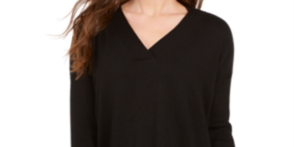 Style & Co Women's V Neck Tunic Black Size Petite L