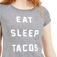 Love Tribe Junior's Eat Sleep Tacos Graphic T-Shirt  Gray Size Medium