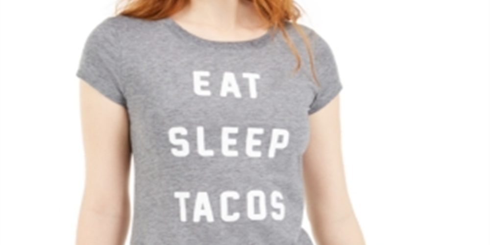 Love Tribe Junior's Eat Sleep Tacos Graphic T-Shirt  Gray Size Medium