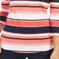 Charter Club Women's Pima Cotton Button Shoulder Stripe Top Red Size Small