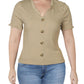 American Rag Women's Ribbed V Neck Blouse Green Size X-Large