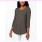JM Collection Women's Scoop Neck Top Brown Clay Size Medium