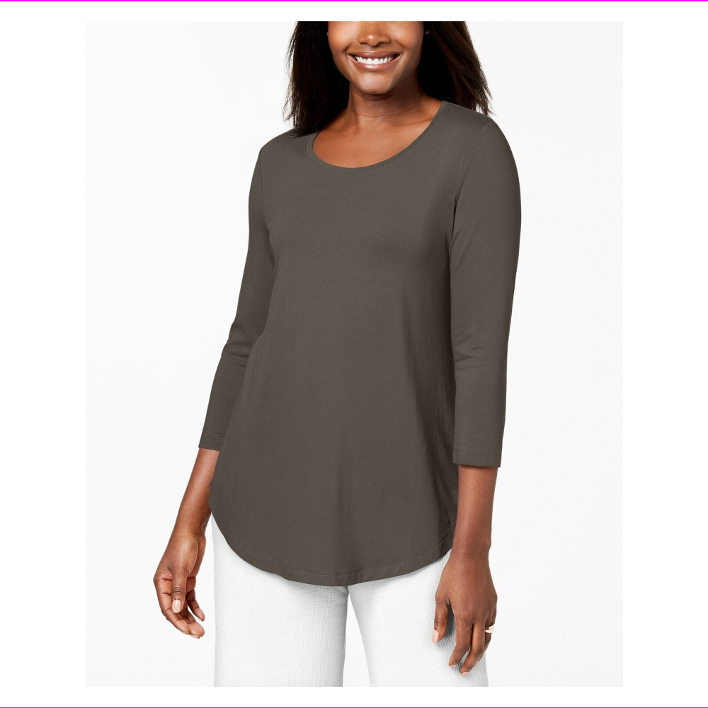 JM Collection Women's Scoop Neck Top Brown Clay Size Medium
