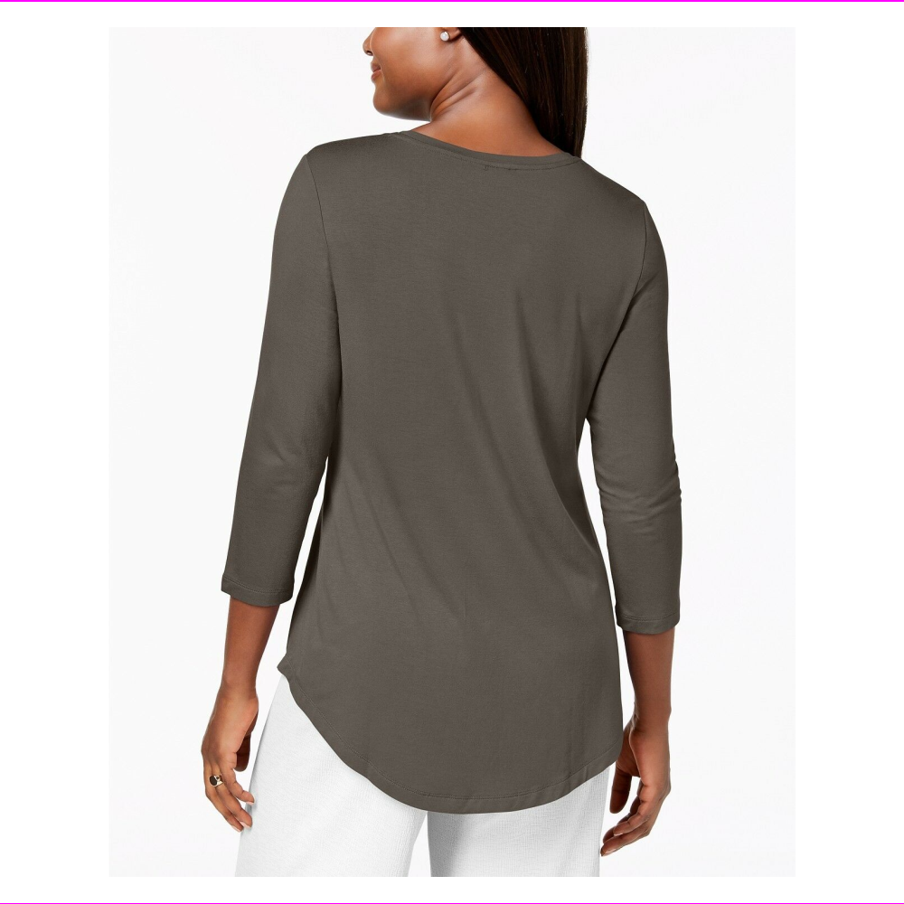 JM Collection Women's Scoop Neck Top Brown Clay Size Medium