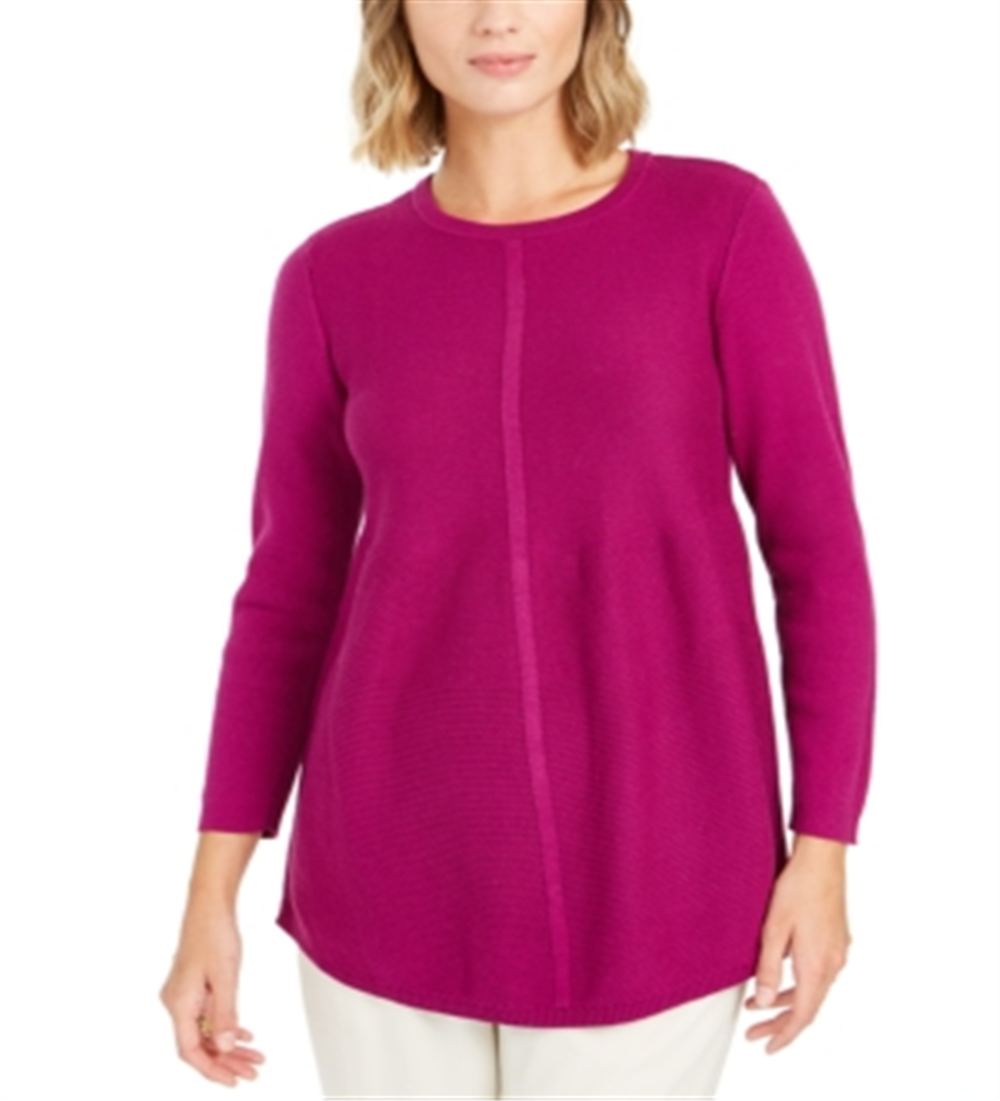 Style & Co Women's Knit Mixed Stitch Tunic Purple Size X-Small