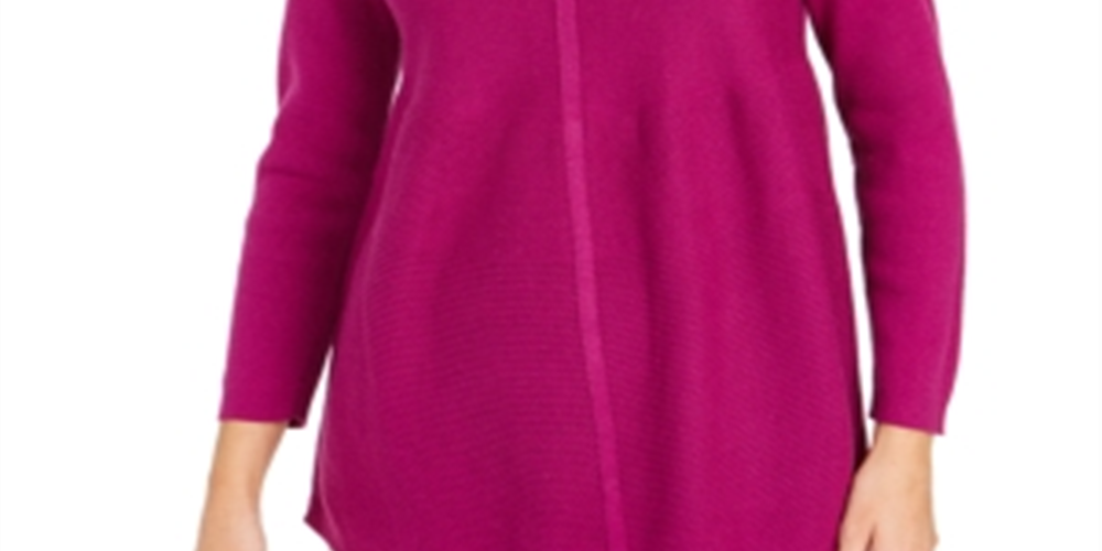 Style & Co Women's Knit Mixed Stitch Tunic Purple Size X-Small