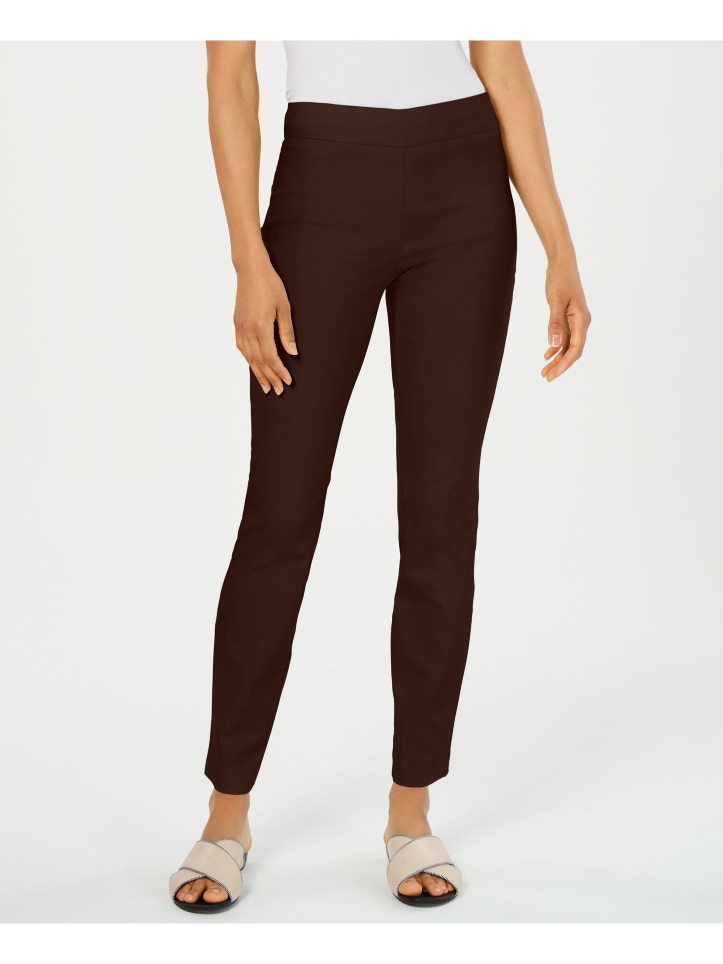 Charter Club Women's Solid Straight Leg Wear to Work Pants Dark Chocolate Size 18